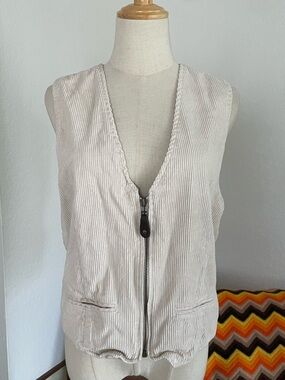 Y2K Vintage Bleu Cafe Fisherman Core Corduroy Plaid Zip Vest